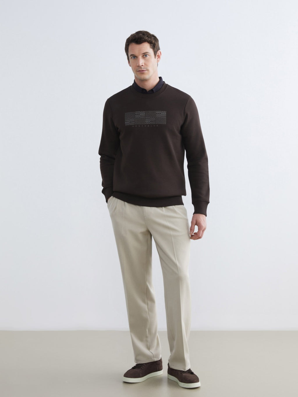 Southblue Crew Neck Printed Men Thick Sweatshirt