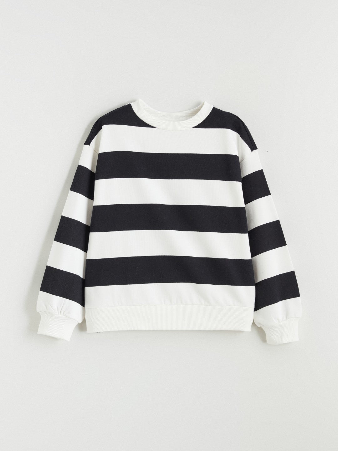 LCW Kids Crew Neck Striped Girls Thick Sweatshirt