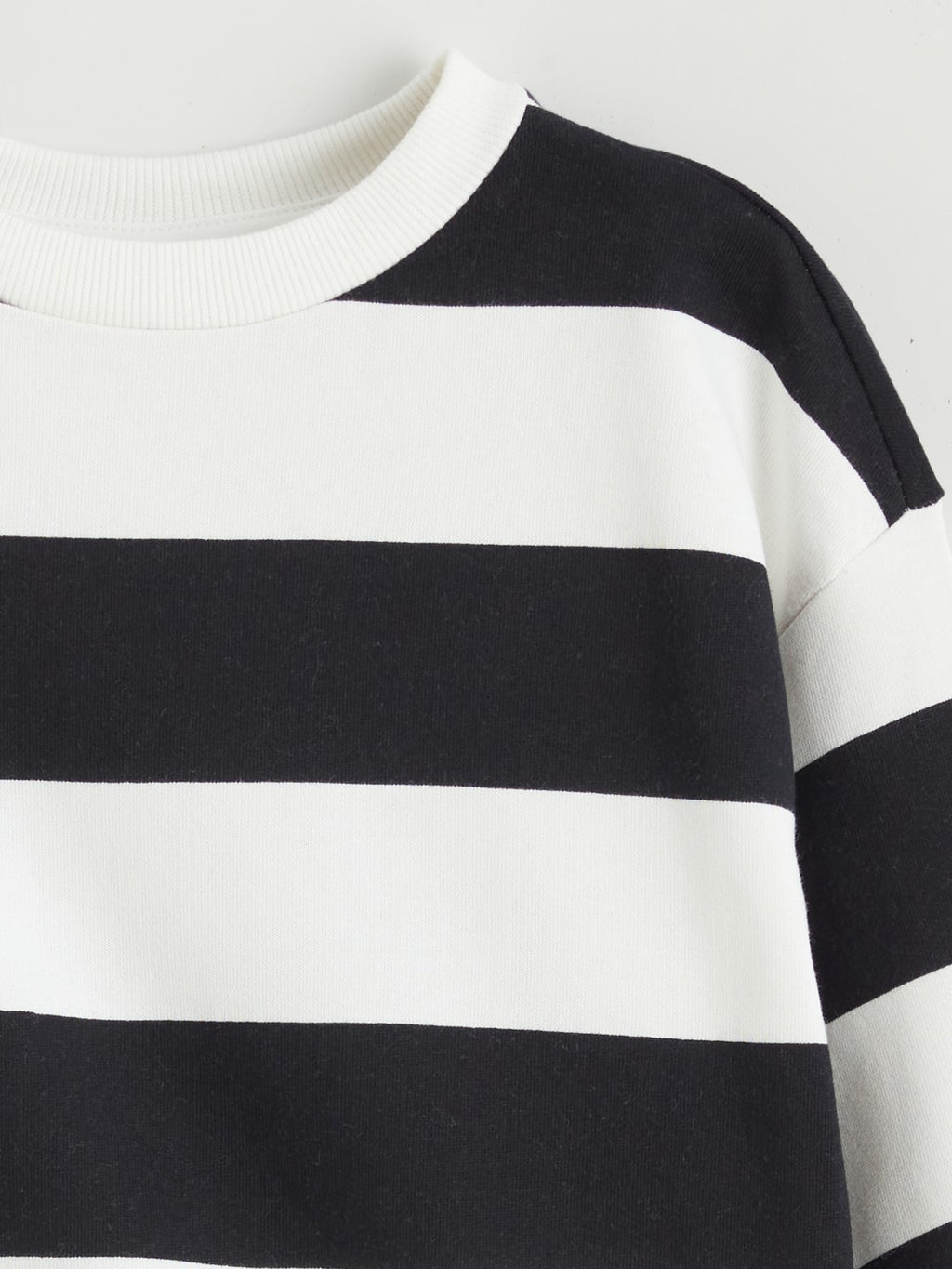 LCW Kids Crew Neck Striped Girls Thick Sweatshirt