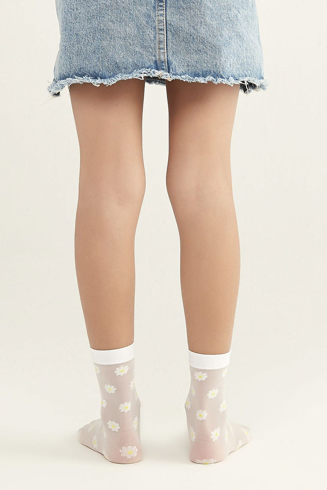 White Pretty Moon Daısy Socks Main Image