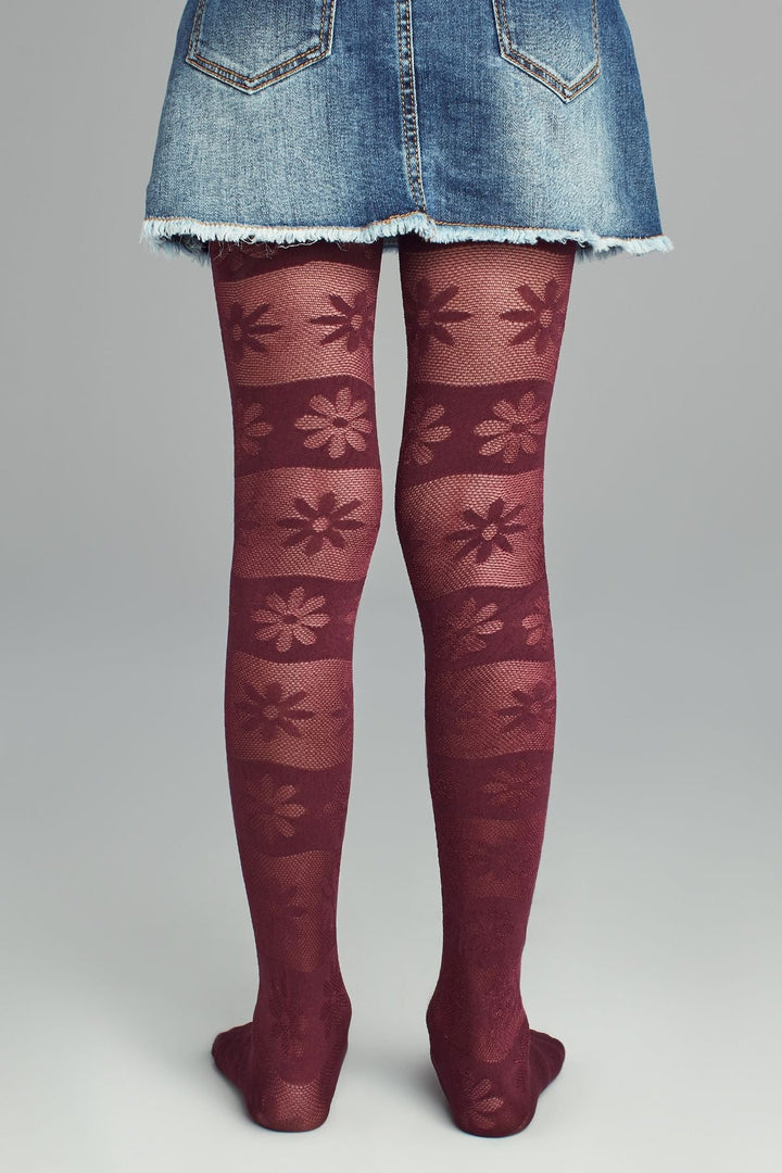 Black Pretty Basic Flower Tights