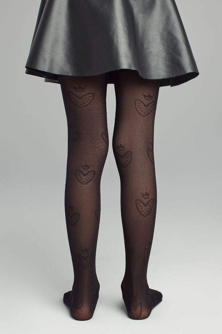 Black Pretty Crown Heart Tights