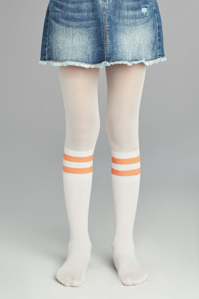 White Pretty Neon Stripe Tights Hover Image