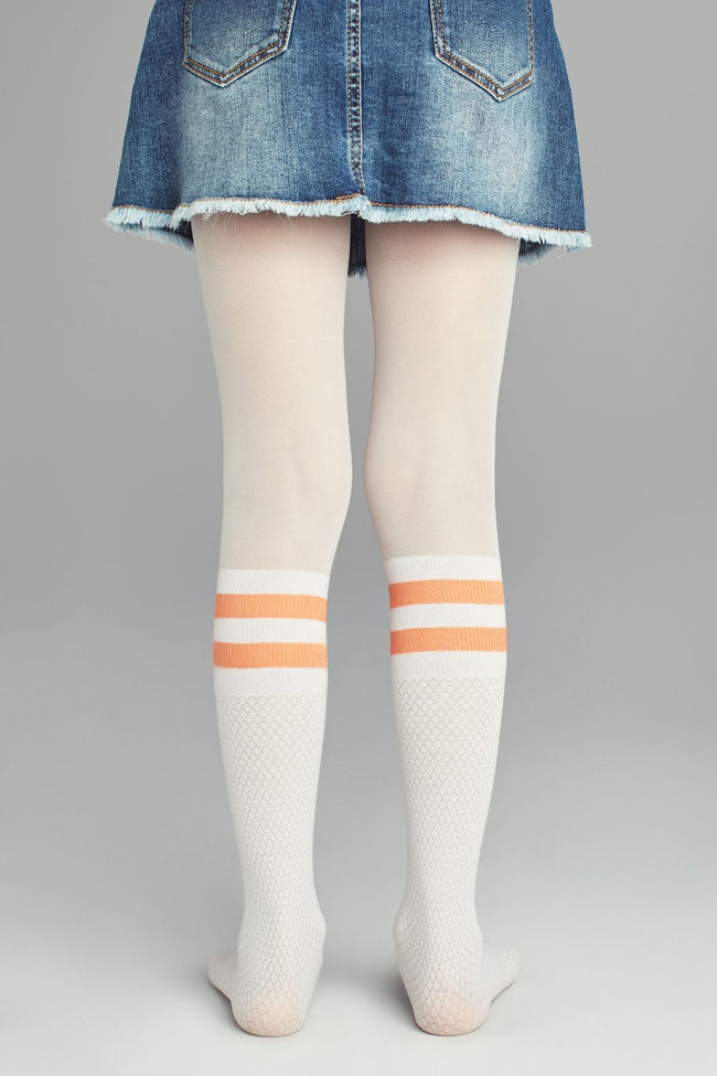 White Pretty Neon Stripe Tights Main Image