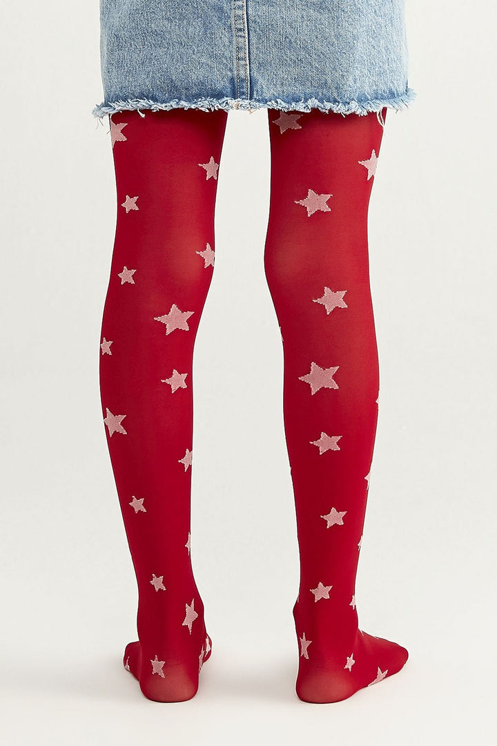 Red Pretty Lıttle Star Tights