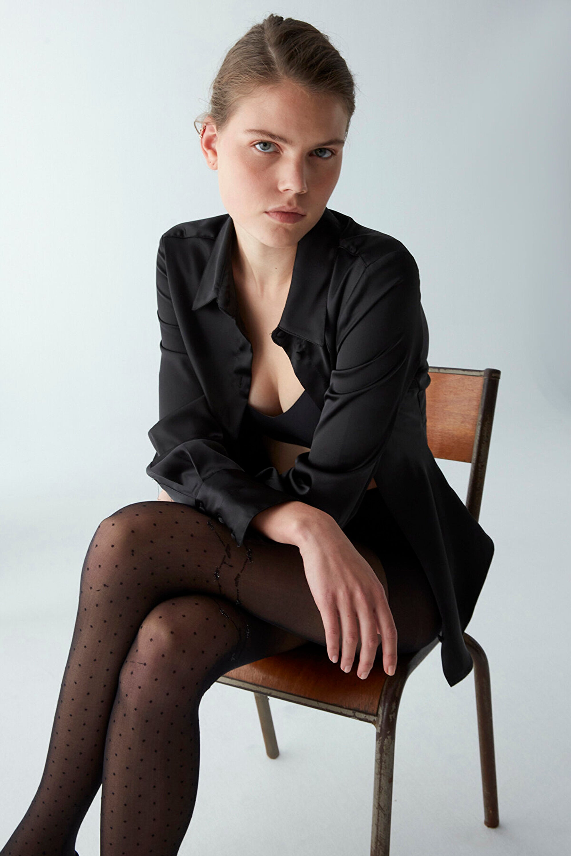 Black Cross Heart Dot Tights