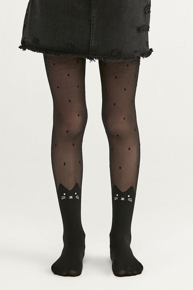 Black Pretty Cute Cat Tights Hover Image