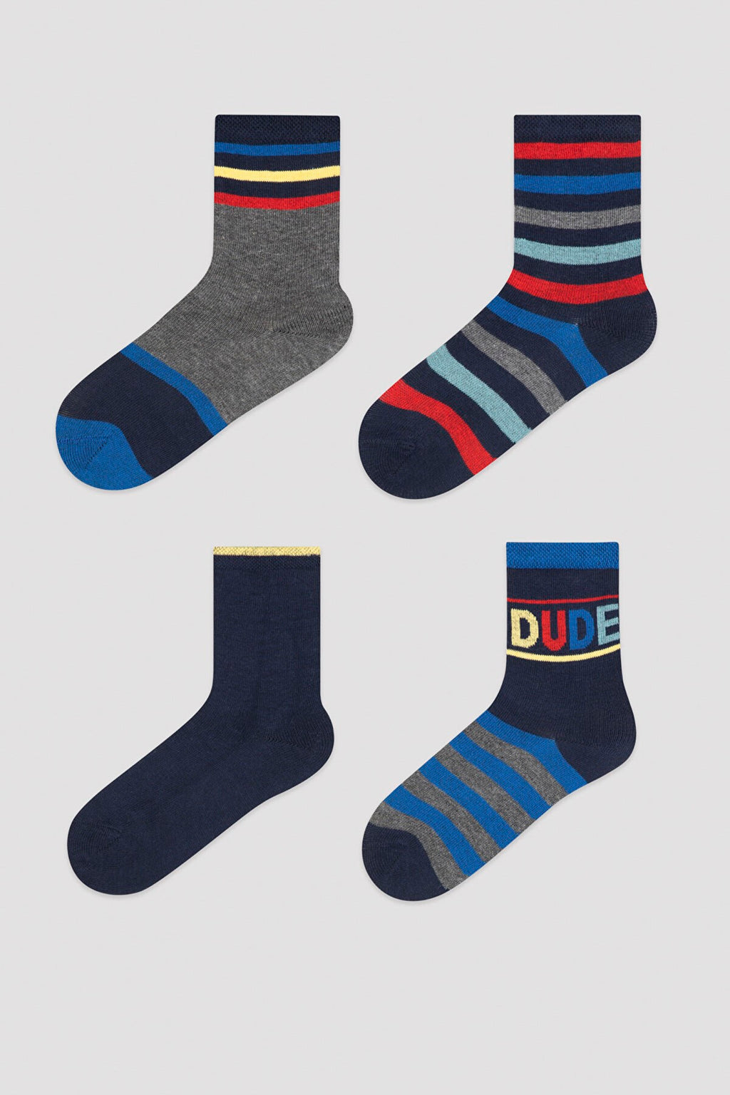 Multi Colour Dude 4In1 Socks