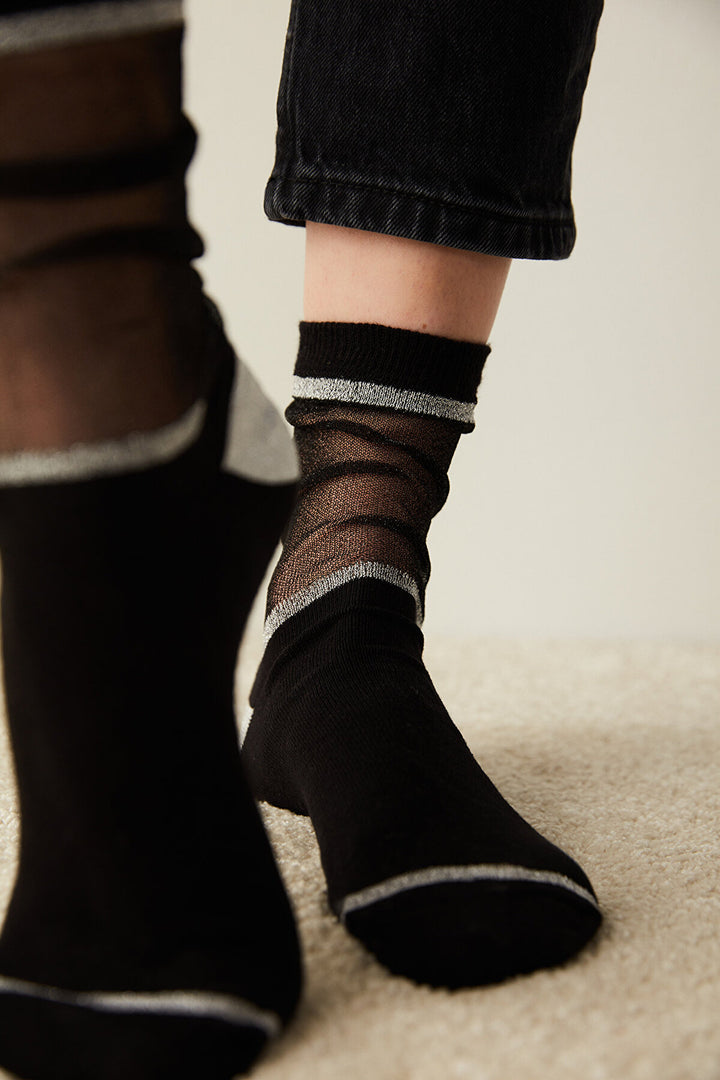 Black Shiny Cember Soket Socks