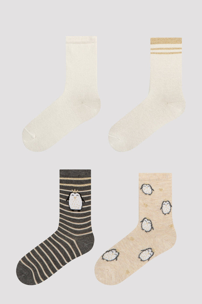 Multi Colour Queen Panda 4In1 Socket Socks Hover Image