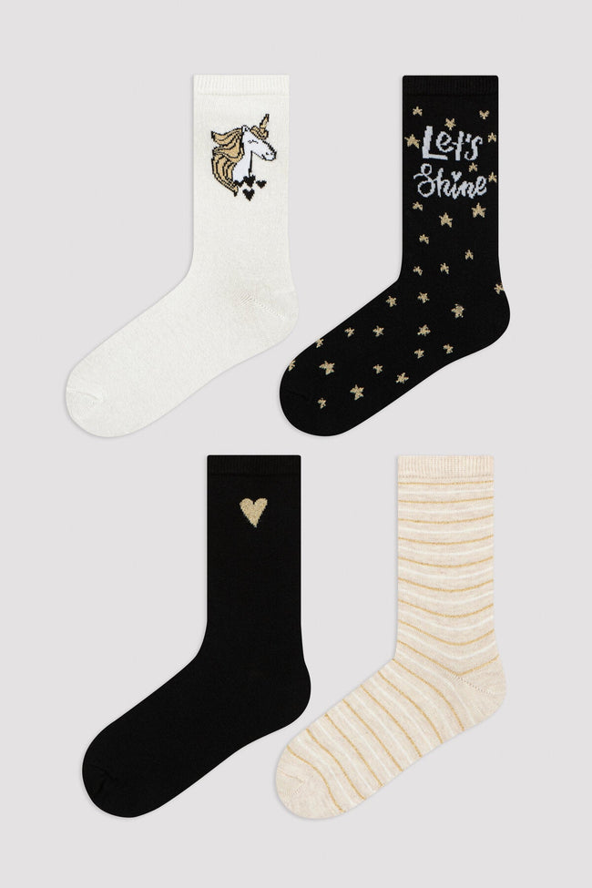 Girls Shine Uni 4In1 Socks Hover Image