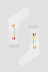 Marshmellow Girls White Hello Pants Socks