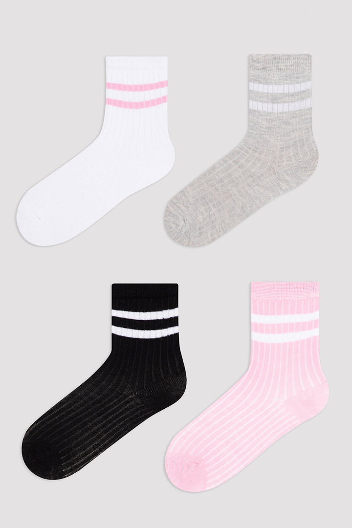 Multi Colour Girls Tidy 4In1 Socket Socks