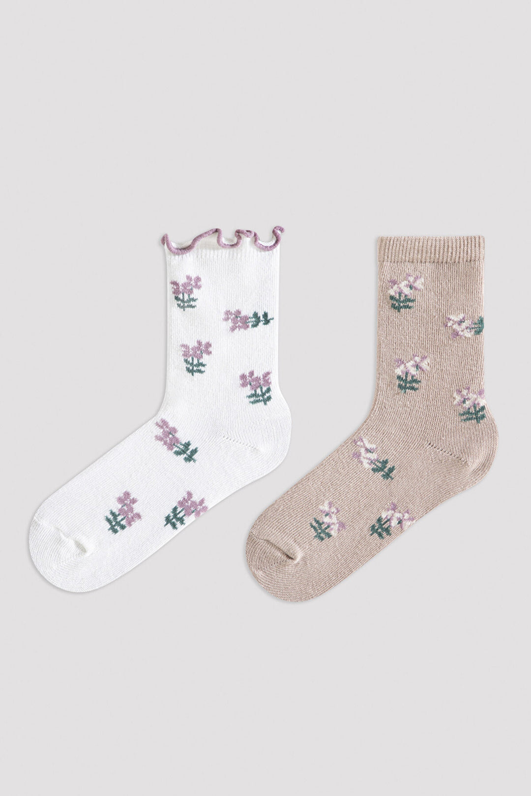 Multi Colour Girls Floral Socket Socks