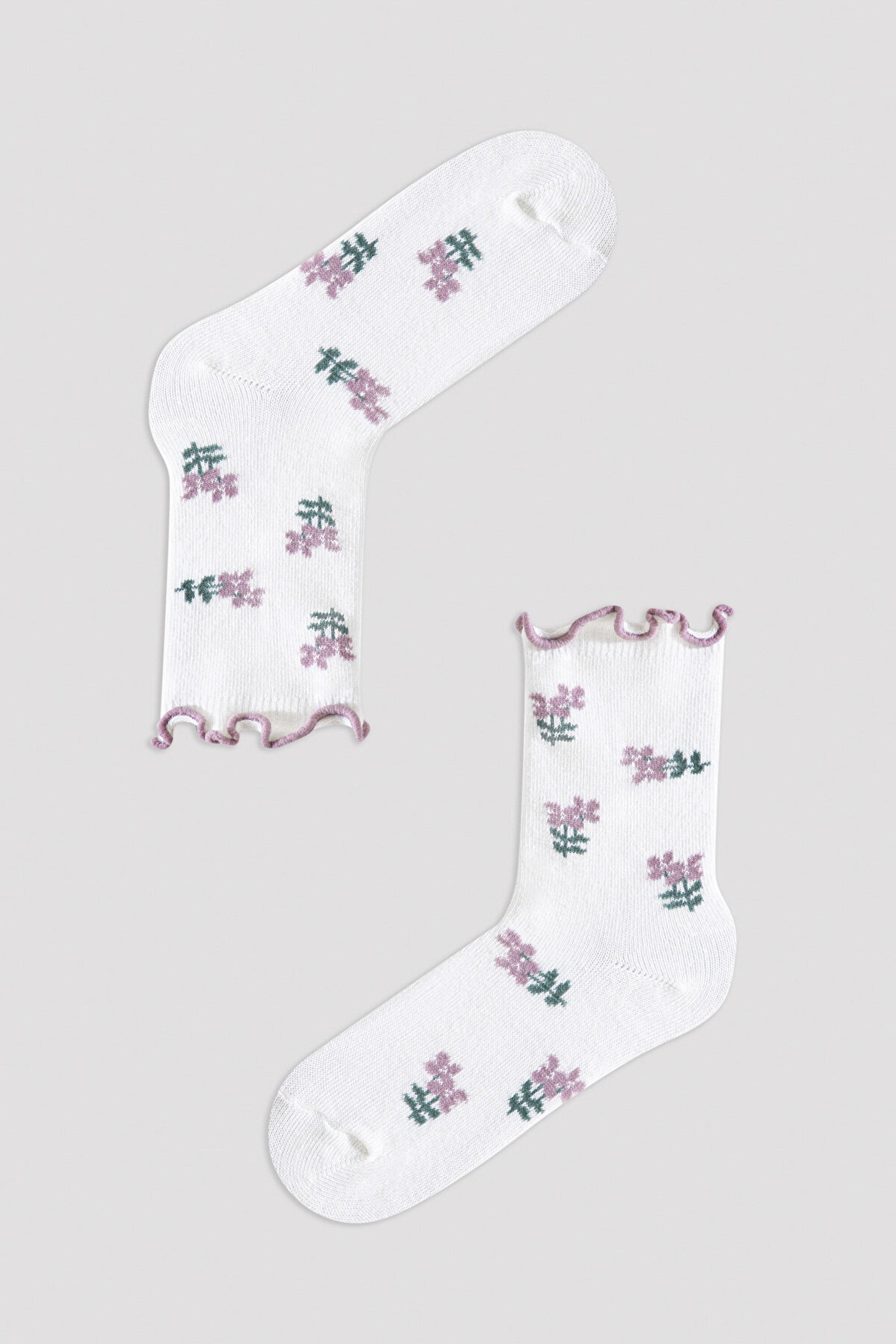 Multi Colour Girls Floral Socket Socks