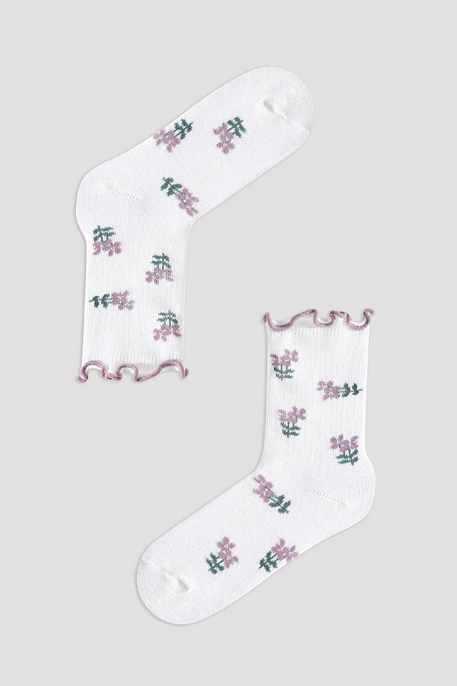Multi Colour Girls Floral Socket Socks Main Image