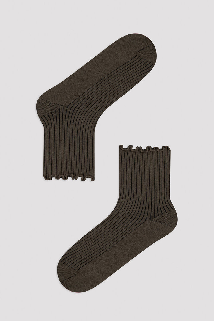 Green Frill 2In1 Socket Socks