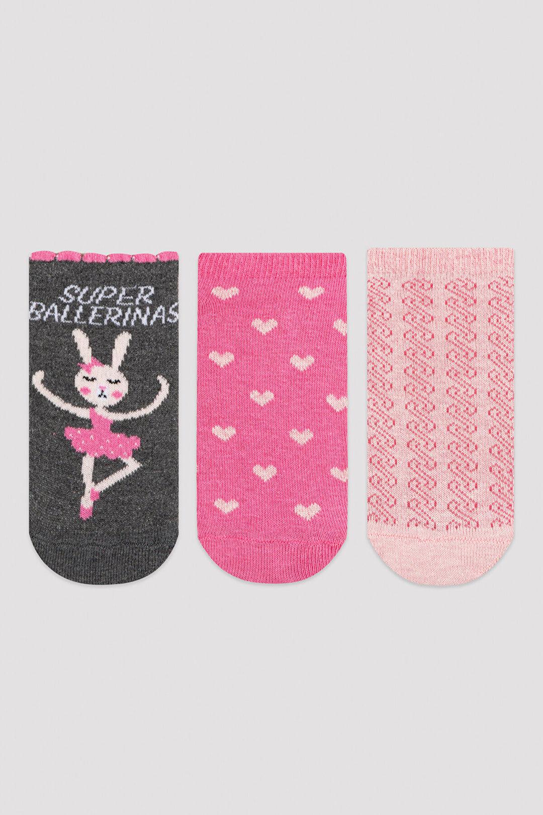 Multi Colour Girls Ballerina 3In1 Liner Socks