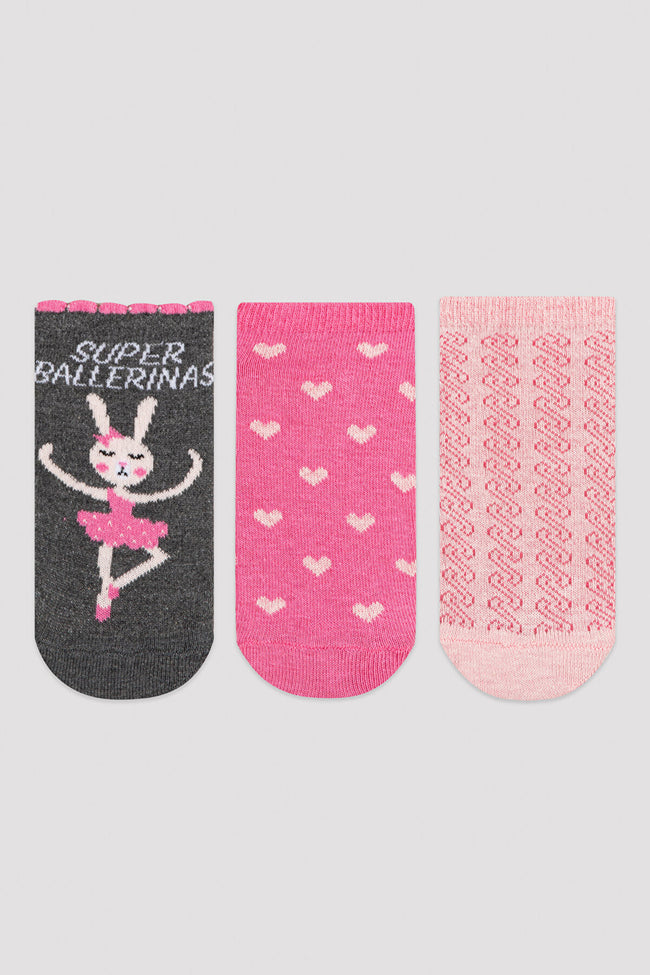 Multi Colour Girls Ballerina 3In1 Liner Socks Hover Image
