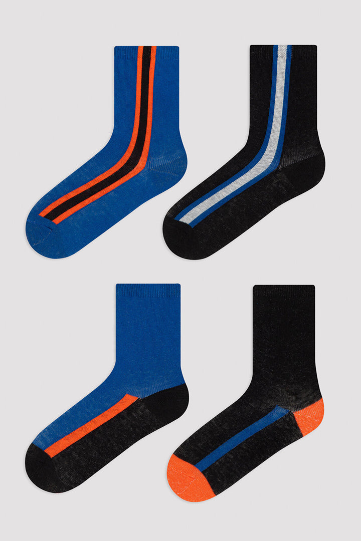 Multi Colour Boys Lacivert Sports 4In1 Soket Socks