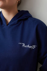 Navy Hooded Lace Sweatshirt