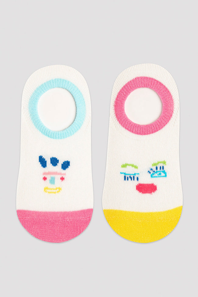 جوارب بناتي بنقش وجة مبتسم 2 في 1 Hover Image