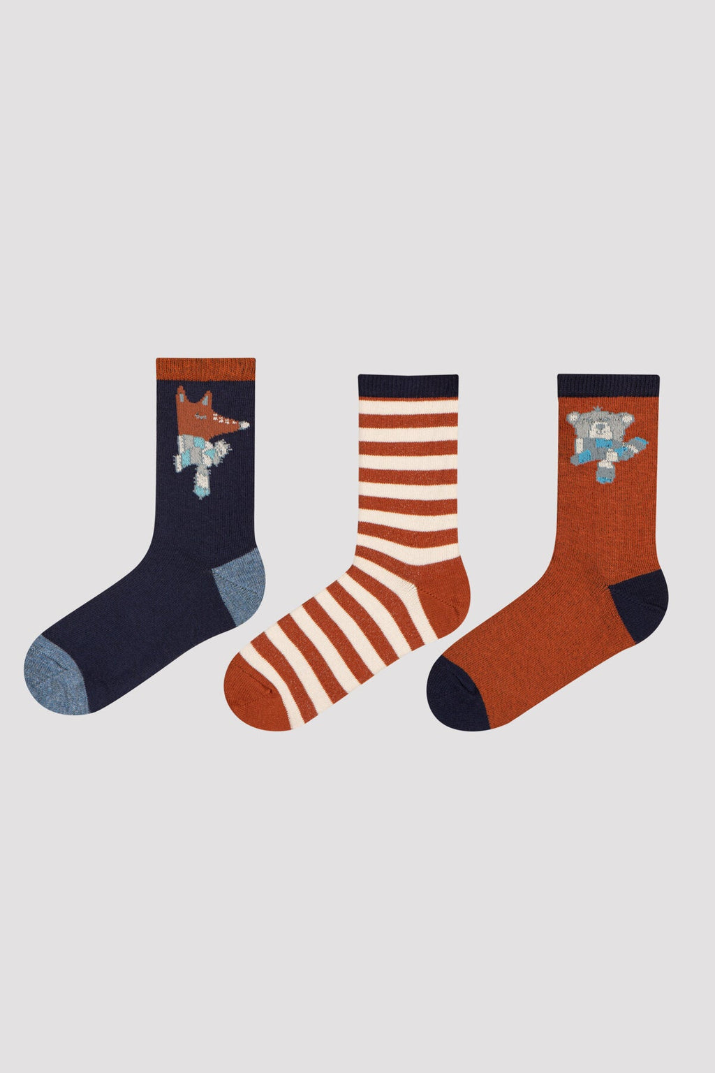 Boys Scarf Animals 3In1 Socks