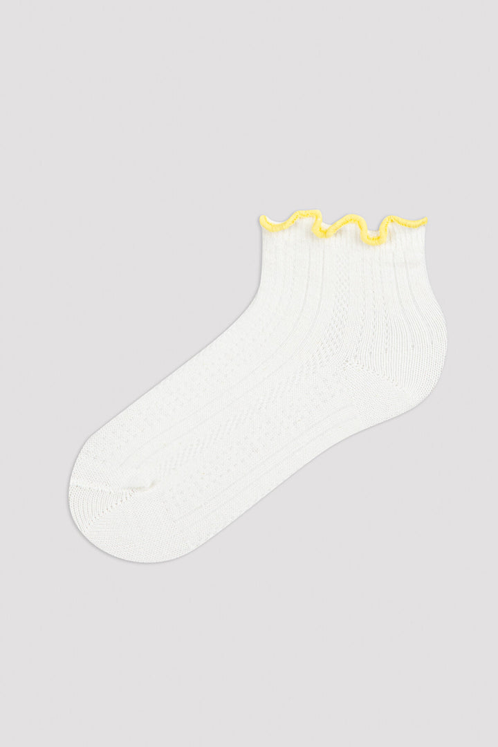 White Girls Colorful Frill 3In1 Socket Socks