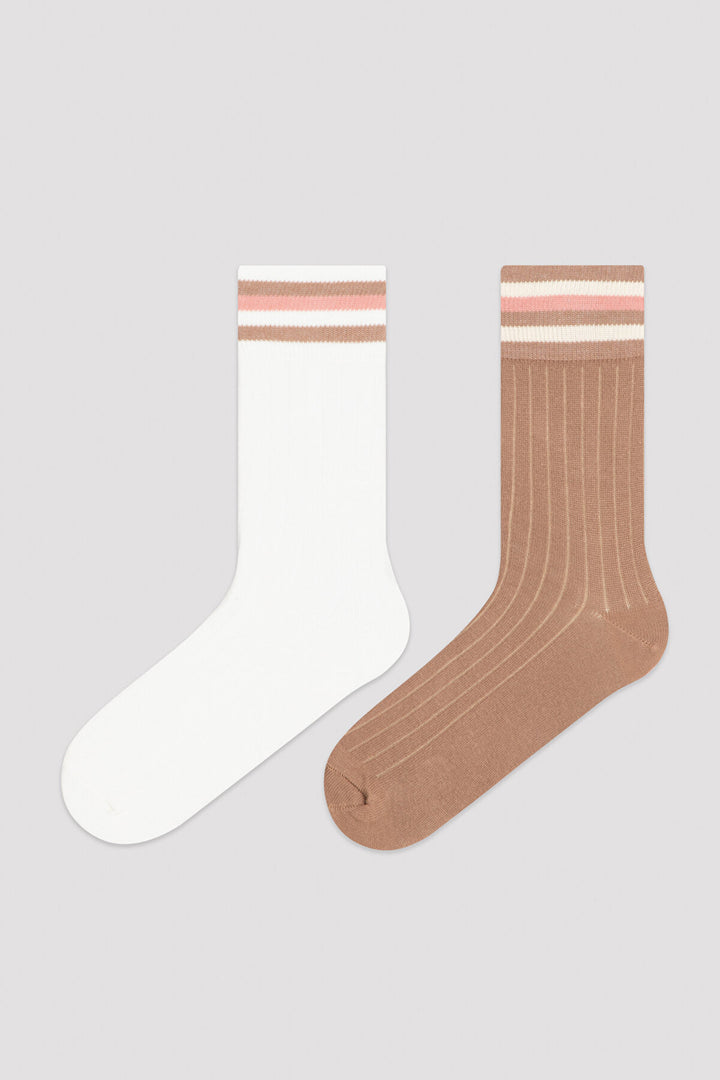 Brown - Beige Baseline 2In1 Socket Socks