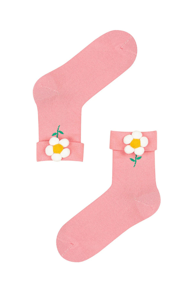 3D Pink Daisy Socks Main Image