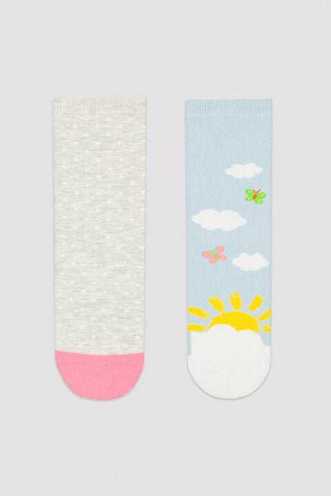 Girls Cloudy 2In1 Socks