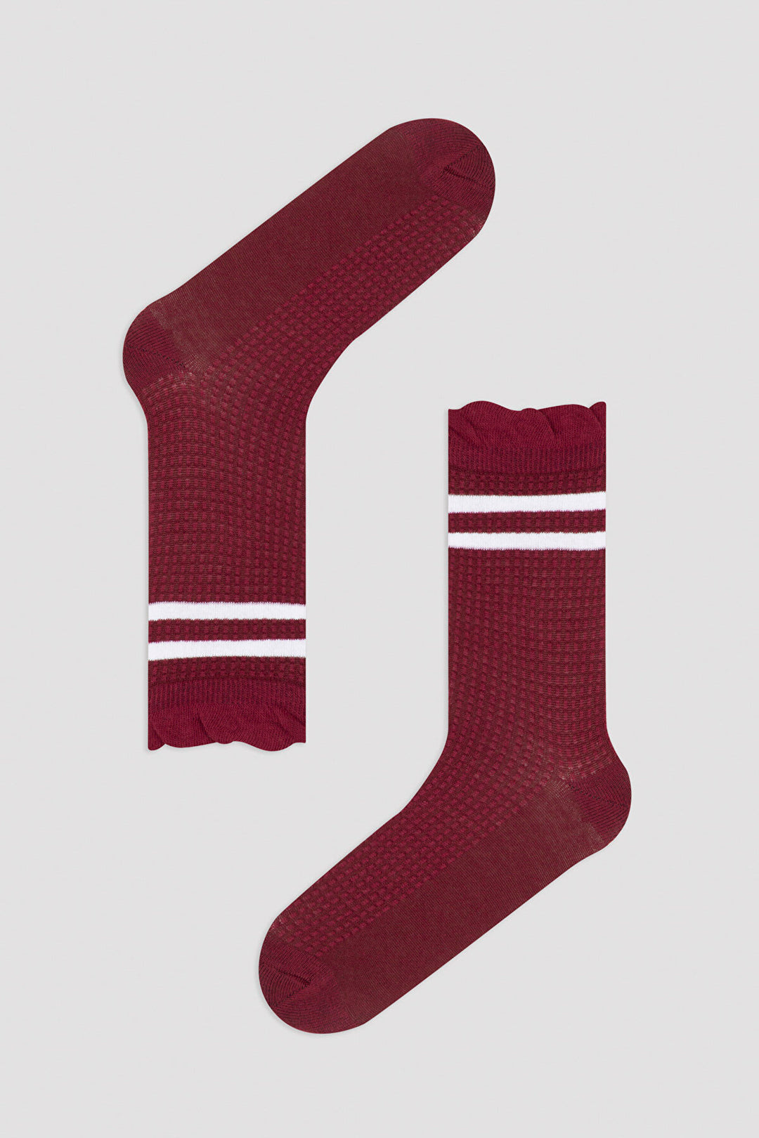 Navy - Burgundy Beyaz Line Simli 2In1 Soket Socks