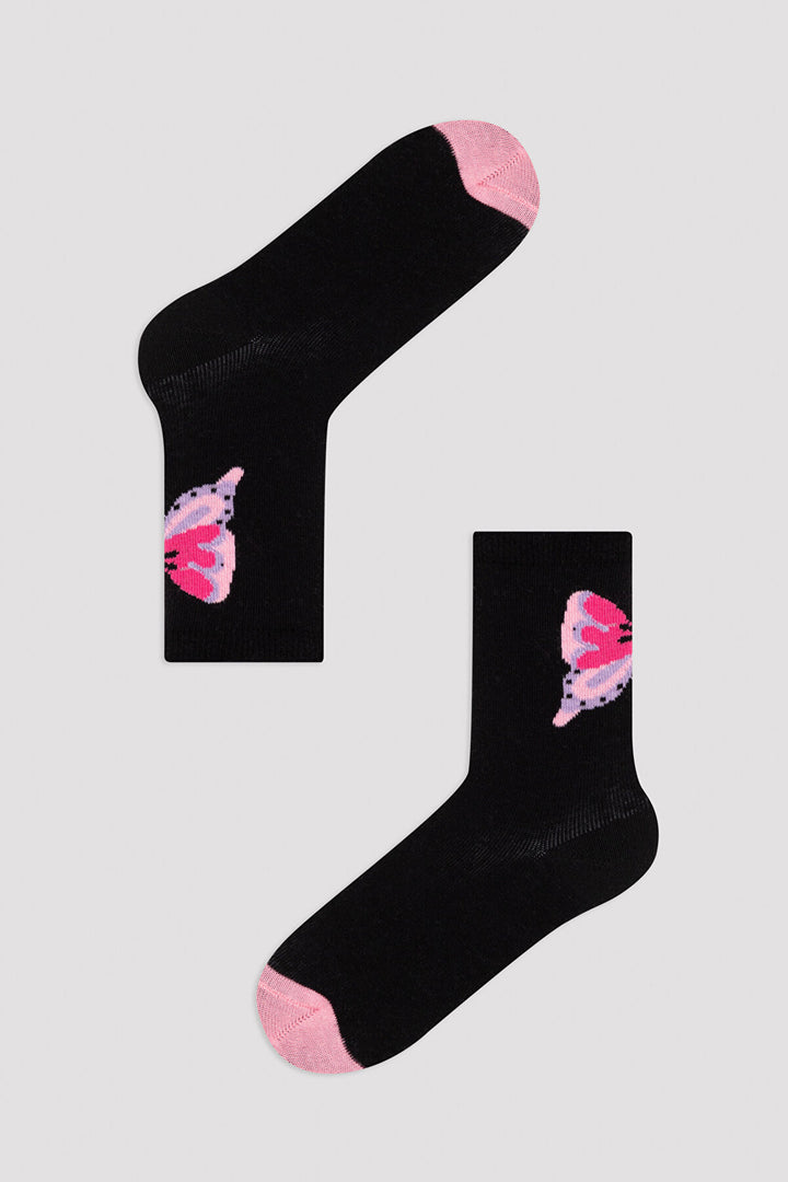 Black Girls Black Butterfly 3In1 Soket Socks