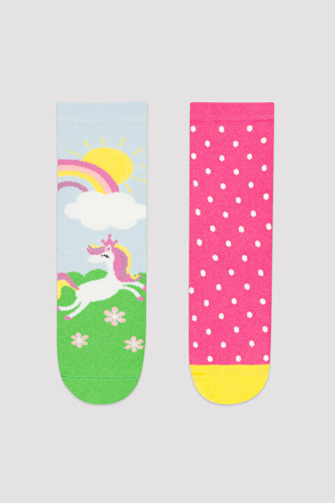 Girls Rainbow World 2In1 Socks