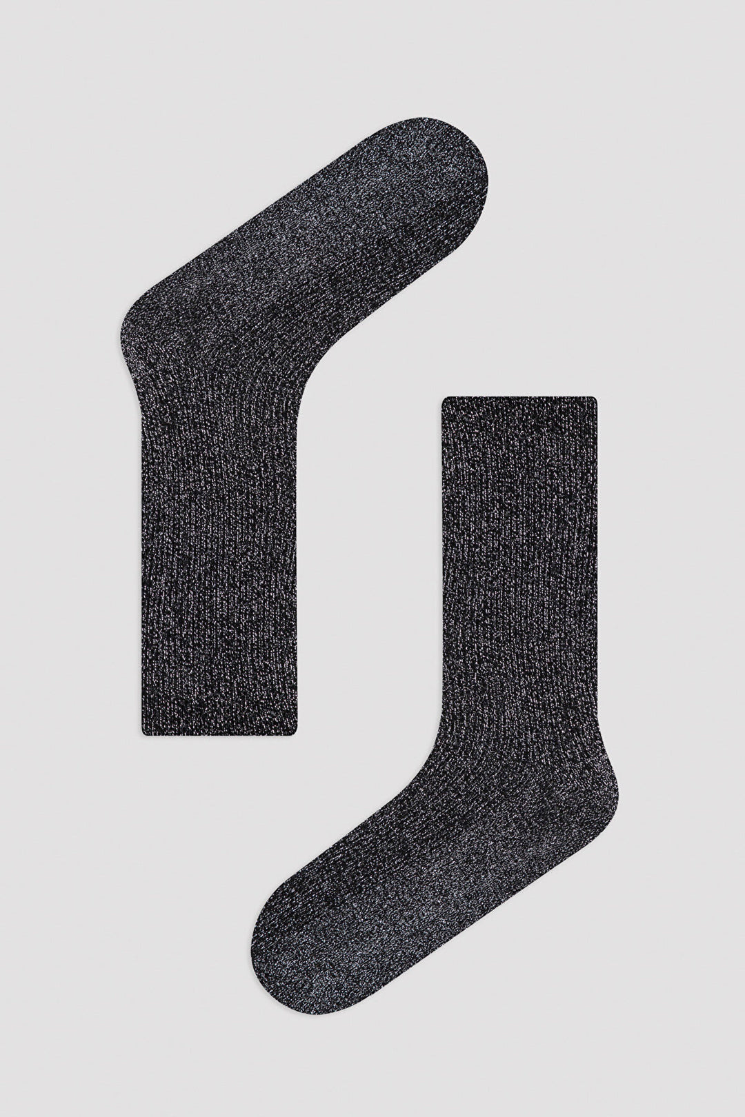 Black Silver Rib Socket Socks