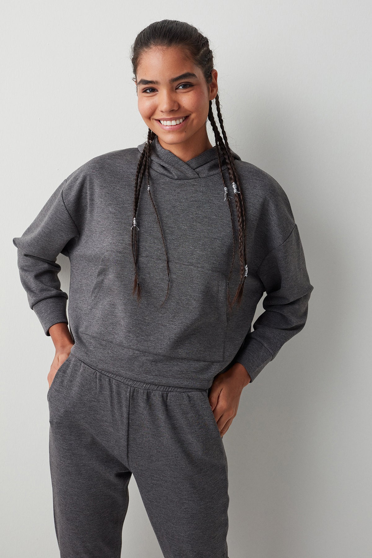 Dark Grey Melange Scuba Sweatshirt