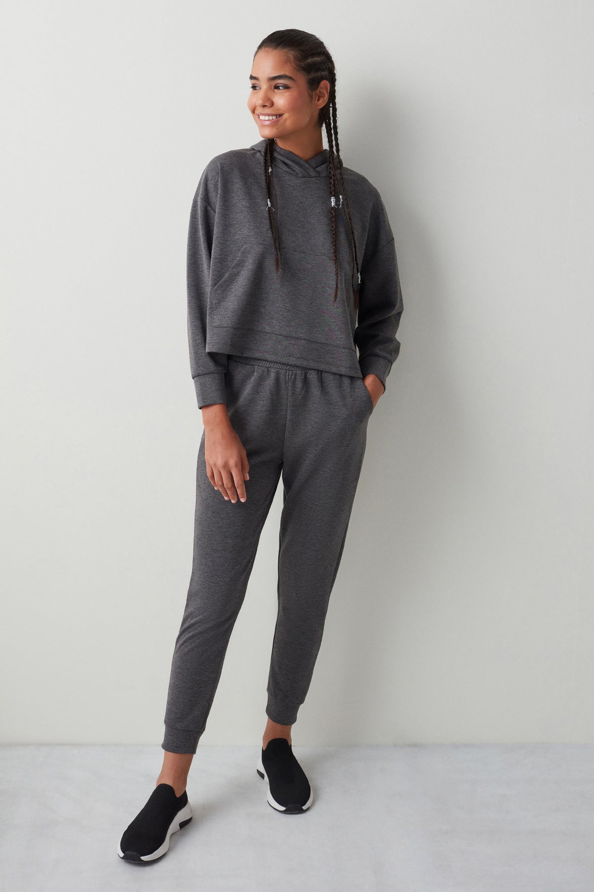 Dark Grey Melange Scuba Sweatshirt