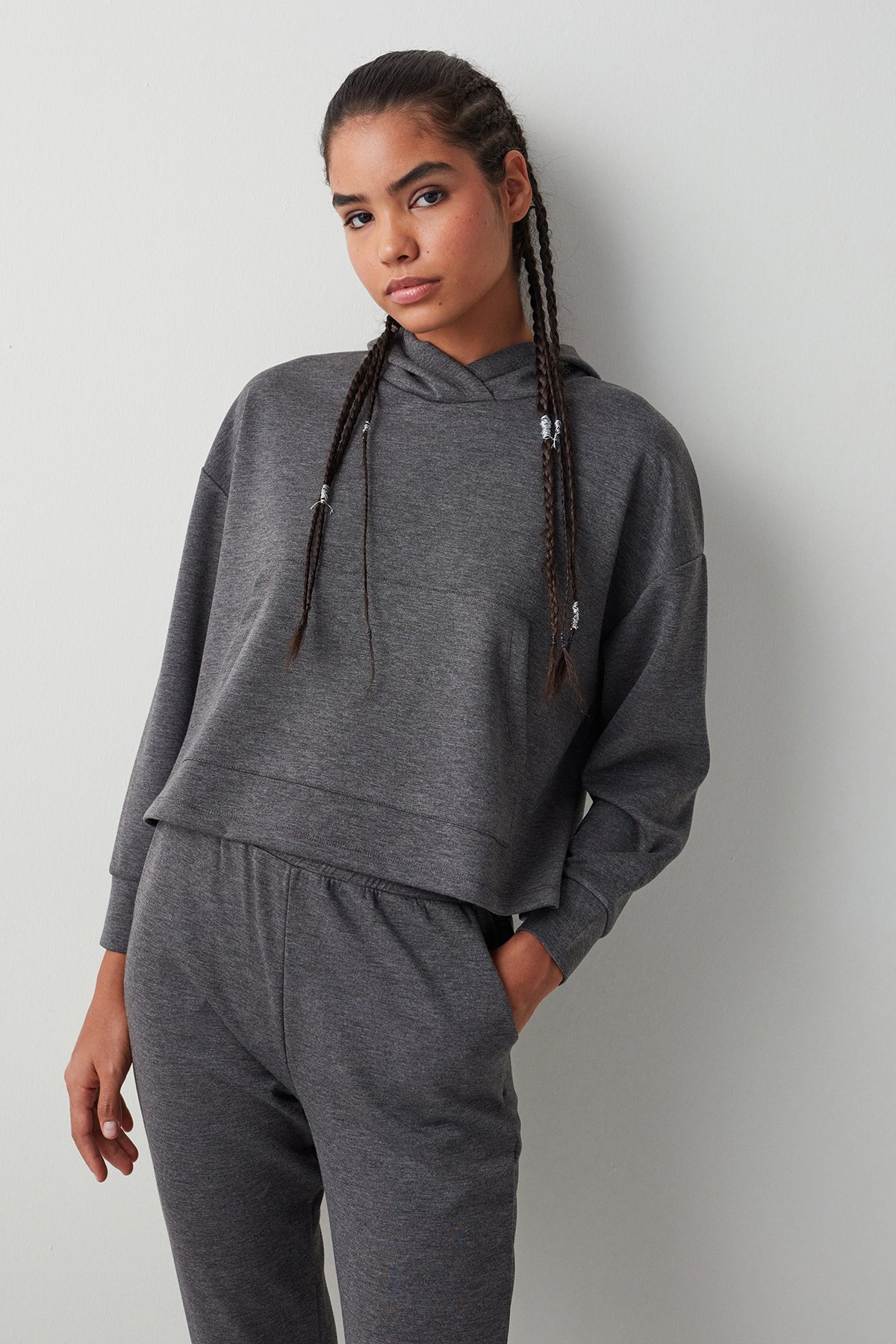 Dark Grey Melange Scuba Sweatshirt