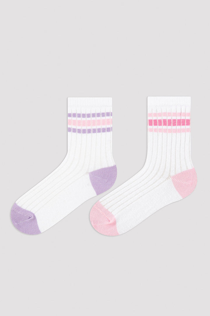White Girls G.Pl Striple 2In1 Soket Socks