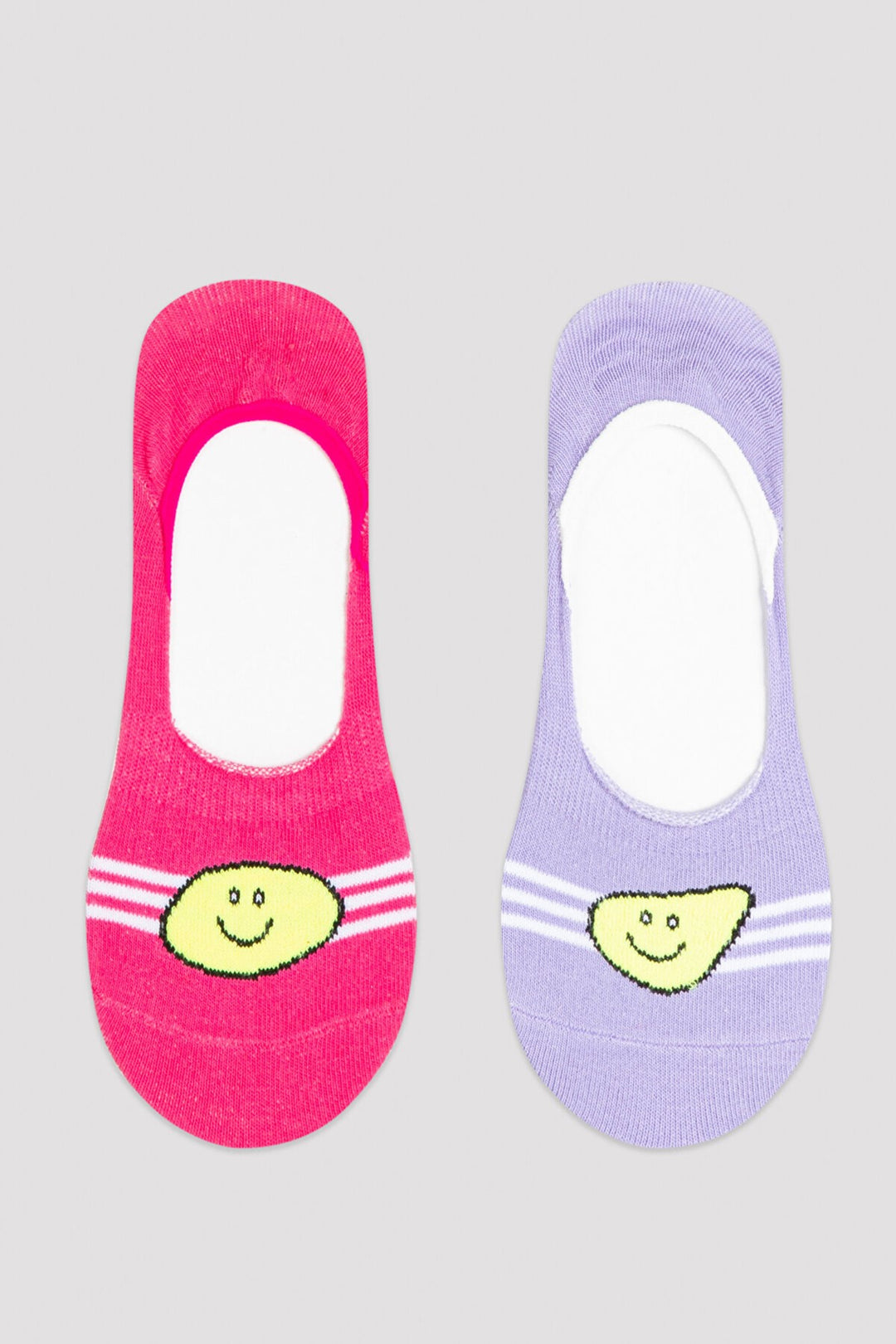 Fuchsia Smiling Face 2In1 Babet Socks