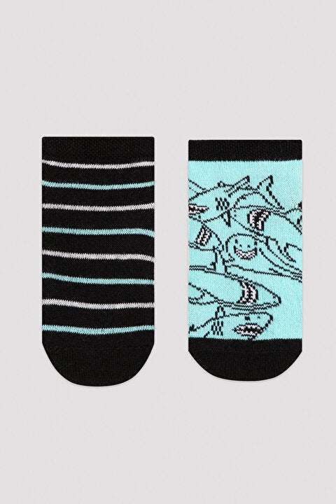 Mix Stripe Shark 2In1 Liner Socks