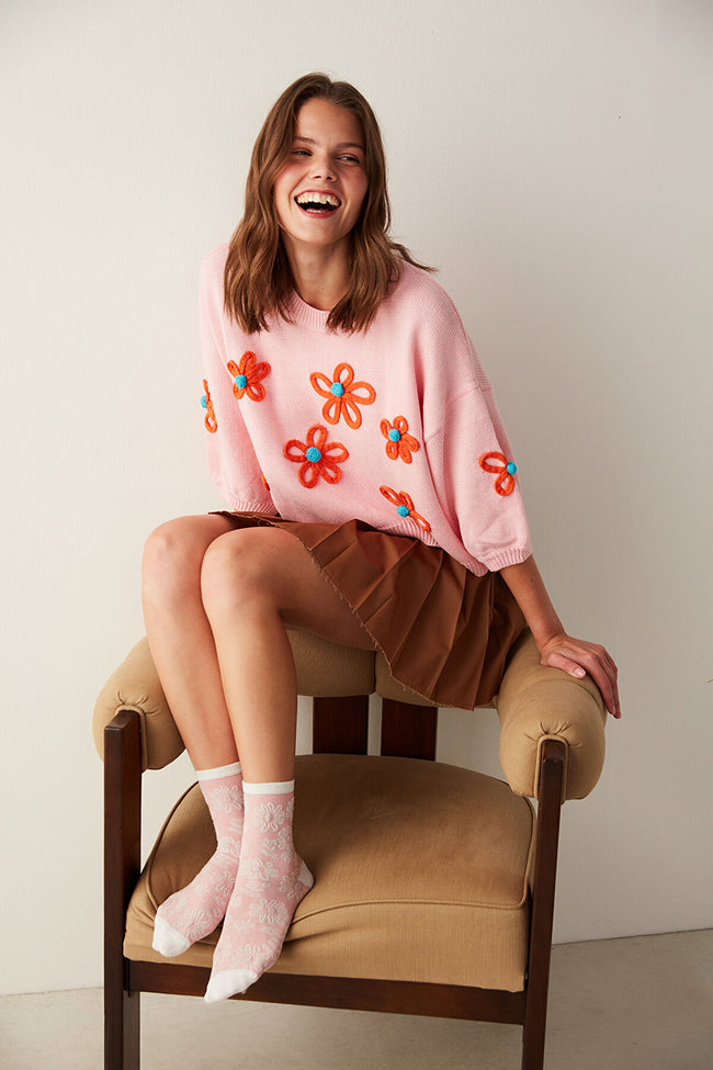 Marshmellow Daisy 3In1 Socket Socks Hover Image