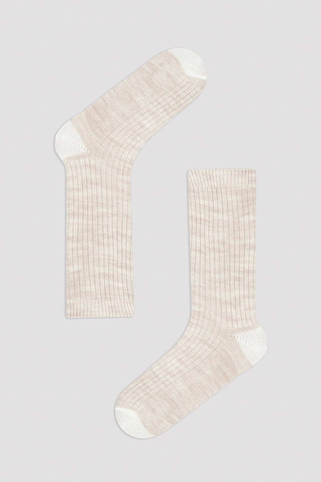 Beige Classical Rib Socket Socks