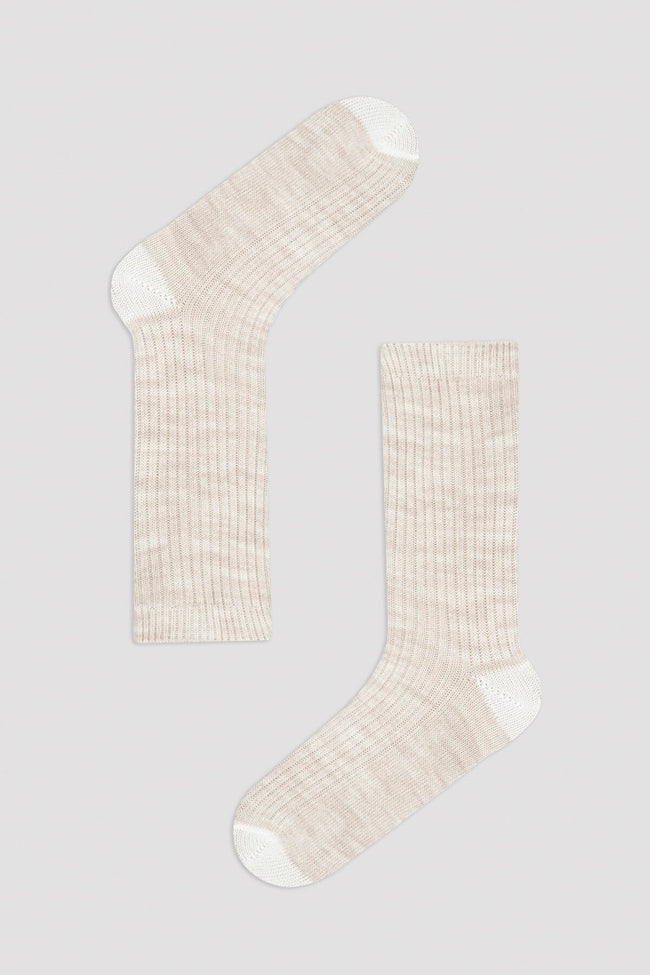 Beige Classical Rib Socket Socks Hover Image