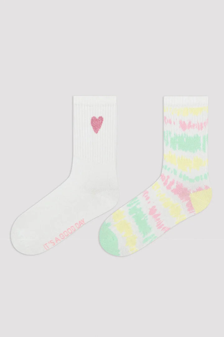 Girls Tiedye 2In1 Socks