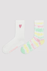 Girls Tiedye 2In1 Socks