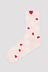 Girls Lovely Hearts 2In1 Socks
