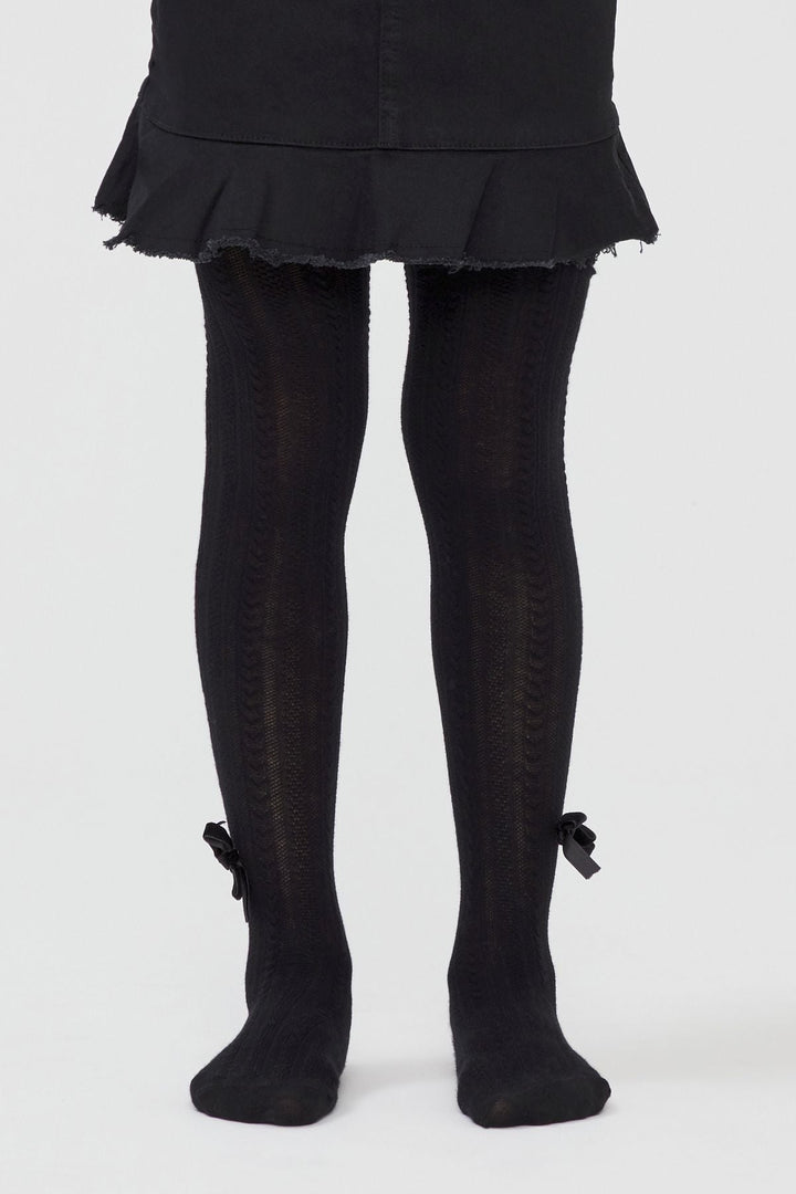 Black Pretty Side Bow Tights