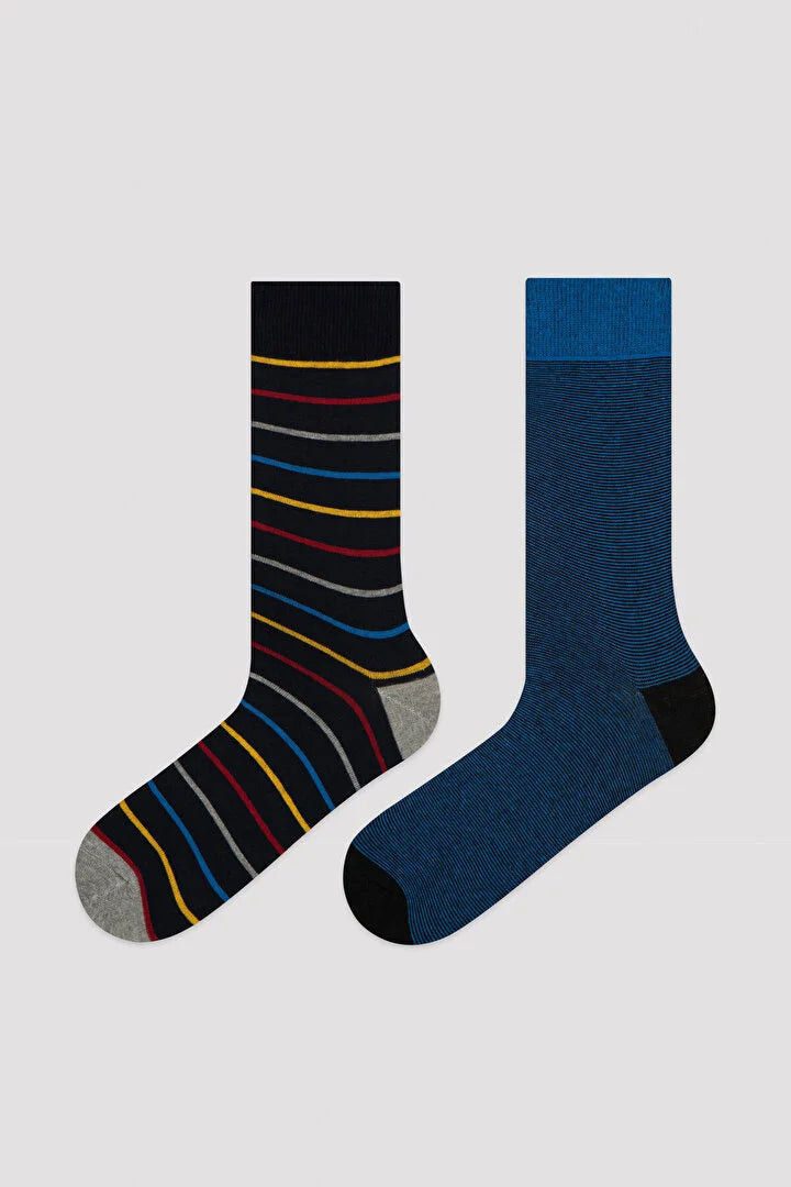 Men Color Stripe 2In1 Socks