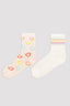 Girls Stripe Smiley Face 2In1 Socks